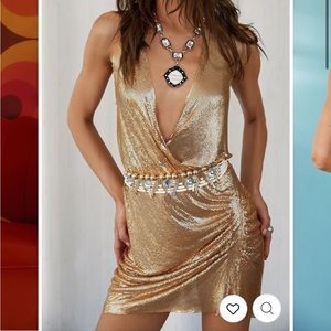 12th Tribe Gold Chainmail mini dress